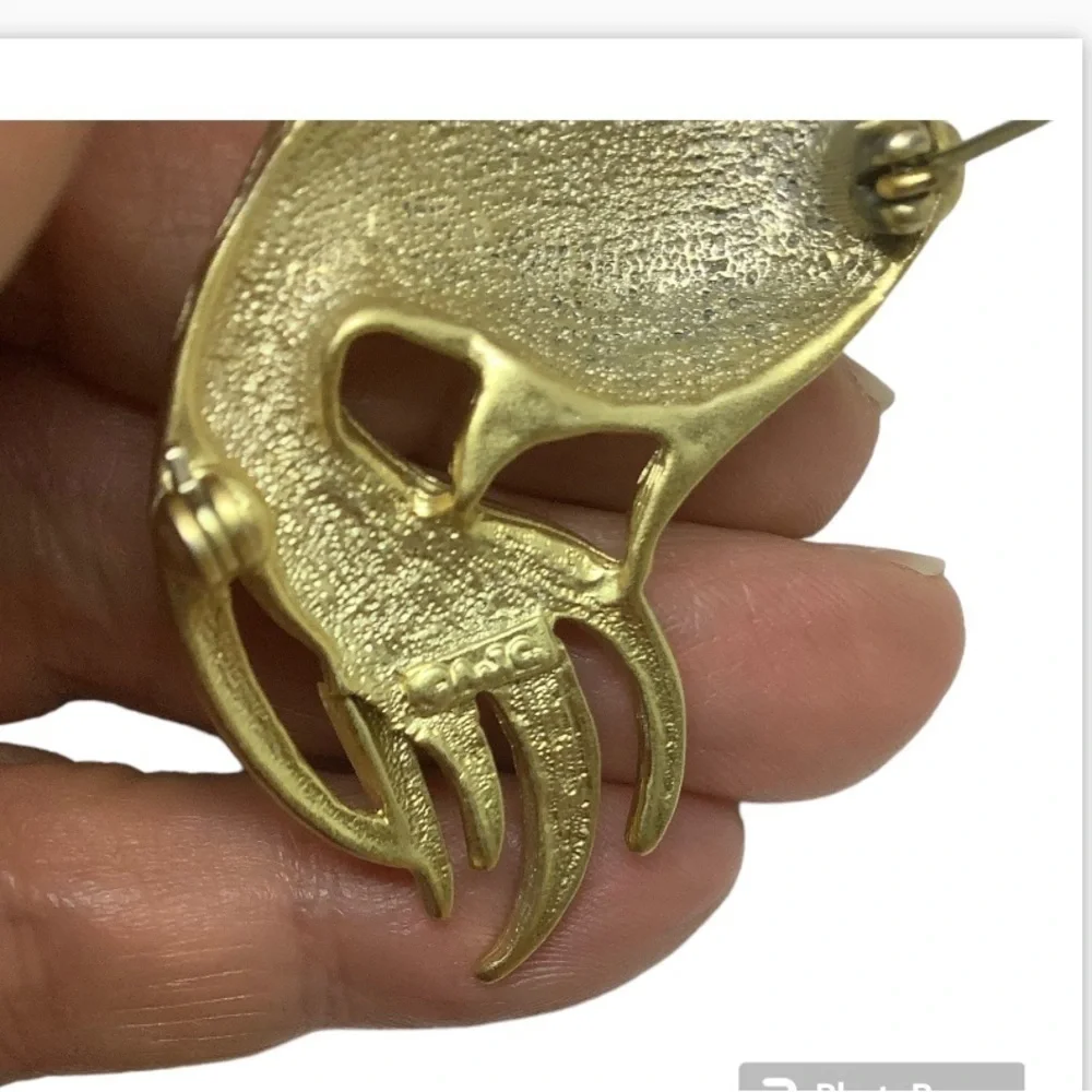 AJC Large Gold Tone designer brooch
